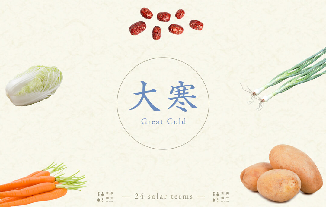大寒 24節氣保養 推薦時才有：大白菜、胡蘿蔔、紅棗、青蔥、馬鈴薯